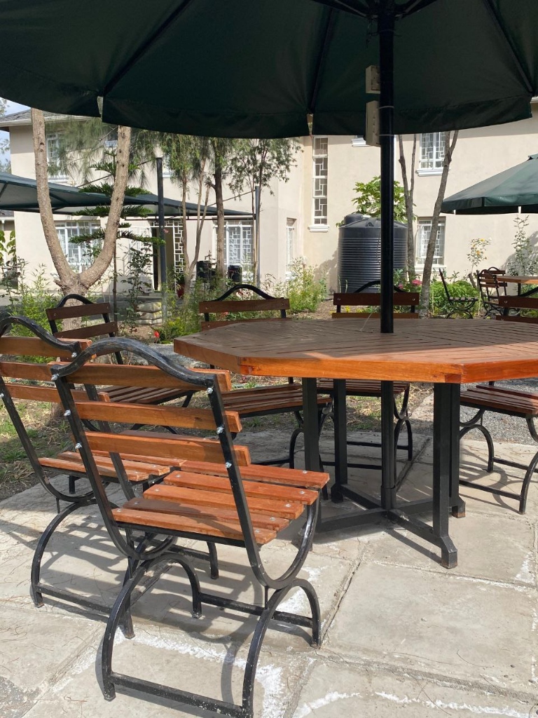 Outdoor seating area at St. Joseph Villa